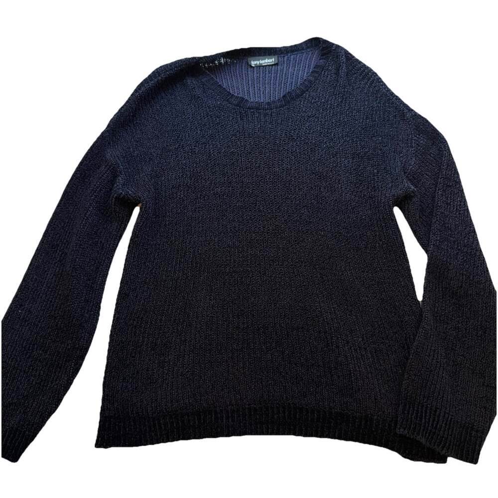Vntg Sweater mens drk blue relaxed knit dad grandpa lagen core xl meas In pics